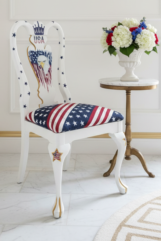 Patriotic Chair Hand-Painted Dining Chair. Shipping included