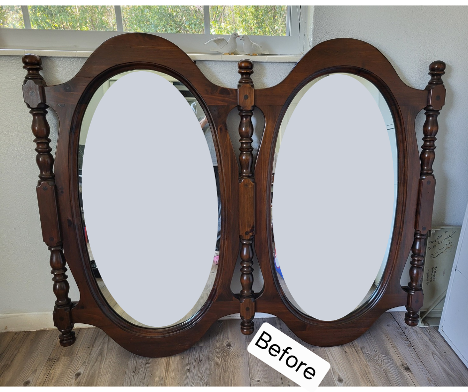 Double wood mirror white and blue hand painted. Shipping included.