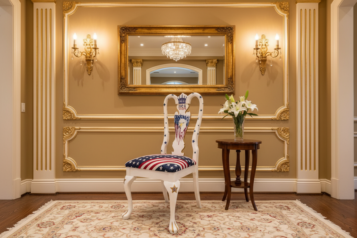 Patriotic Hand-Painted Dining Chair. Shipping included