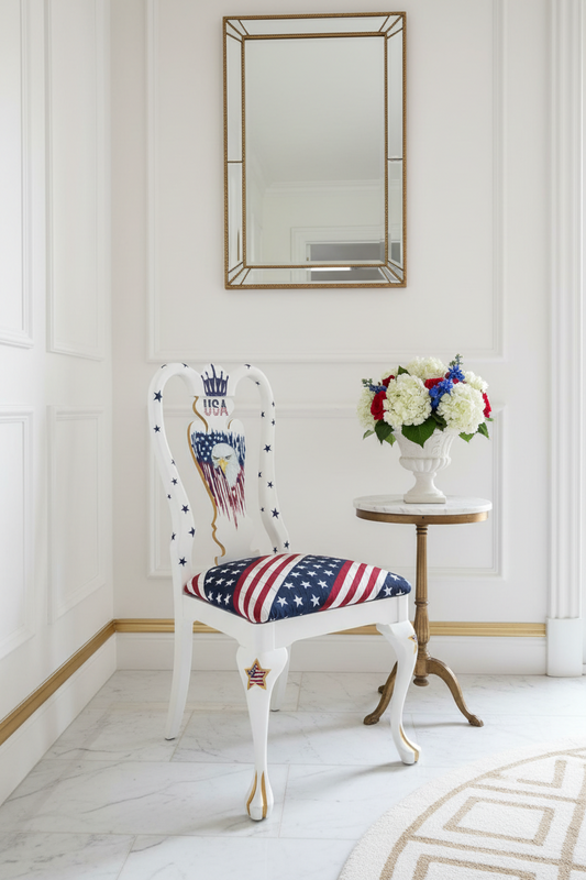 Patriotic Hand-Painted Dining Chair. Shipping included