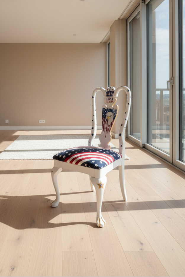 Patriotic Hand-Painted Dining Chair. Shipping included