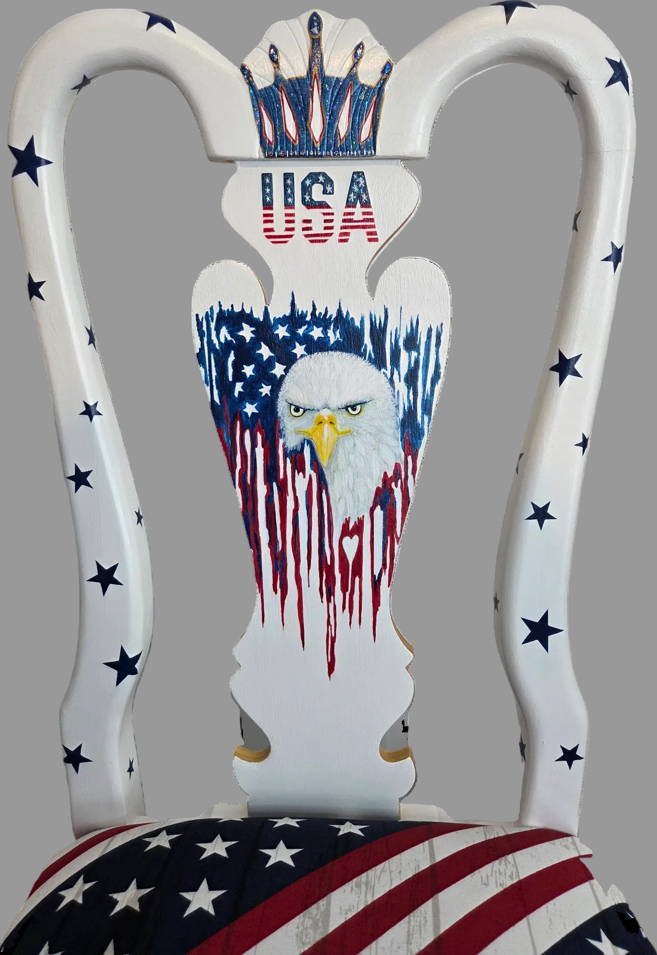 Patriotic Hand-Painted Dining Chair. Shipping included