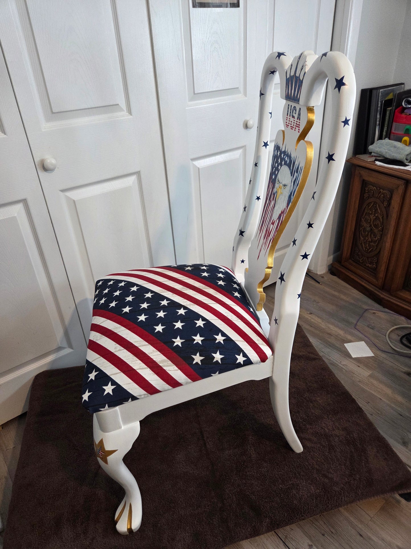Patriotic Chair Hand-Painted Dining Chair. Shipping included