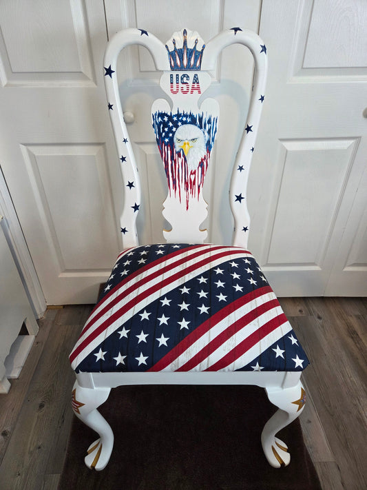 Patriotic Chair Hand-Painted Dining Chair. Shipping included
