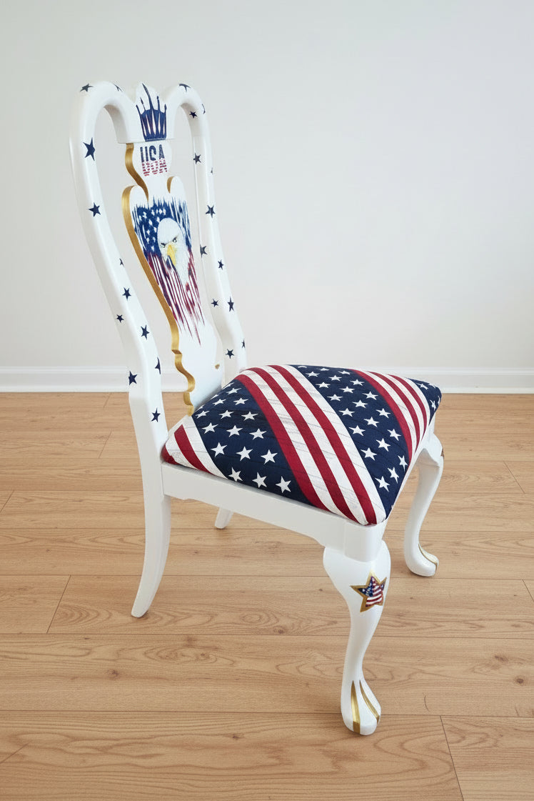 Patriotic Chair Hand-Painted Dining Chair. Shipping included