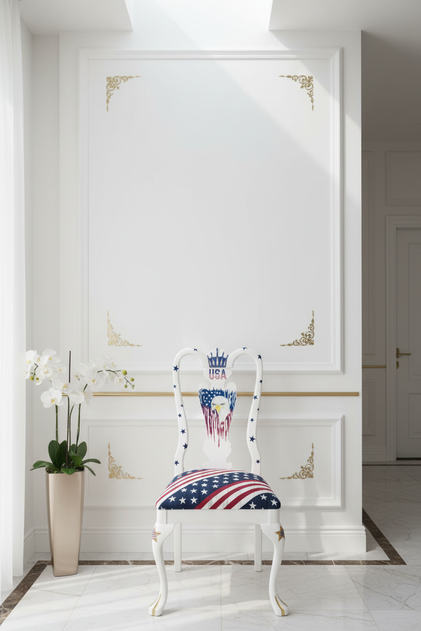 Patriotic Hand-Painted Dining Chair. Shipping included