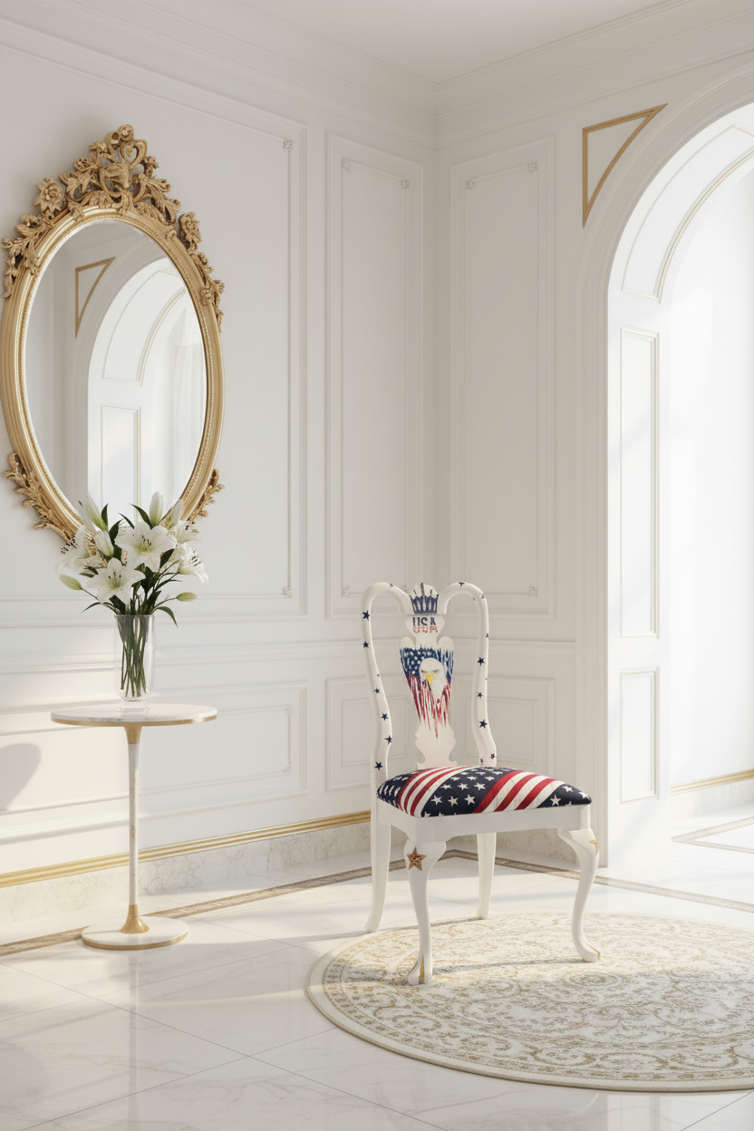 Patriotic Hand-Painted Dining Chair. Shipping included