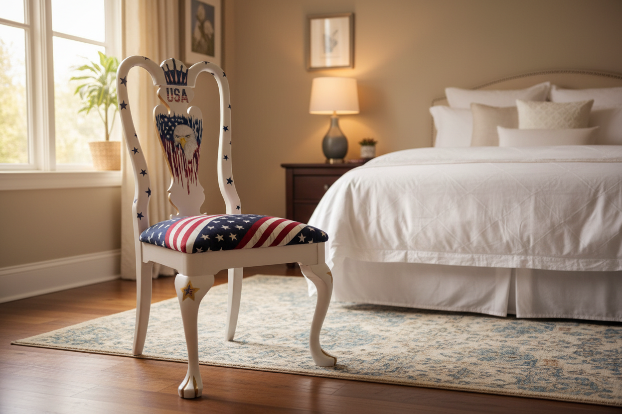 Patriotic Hand-Painted Dining Chair. Shipping included